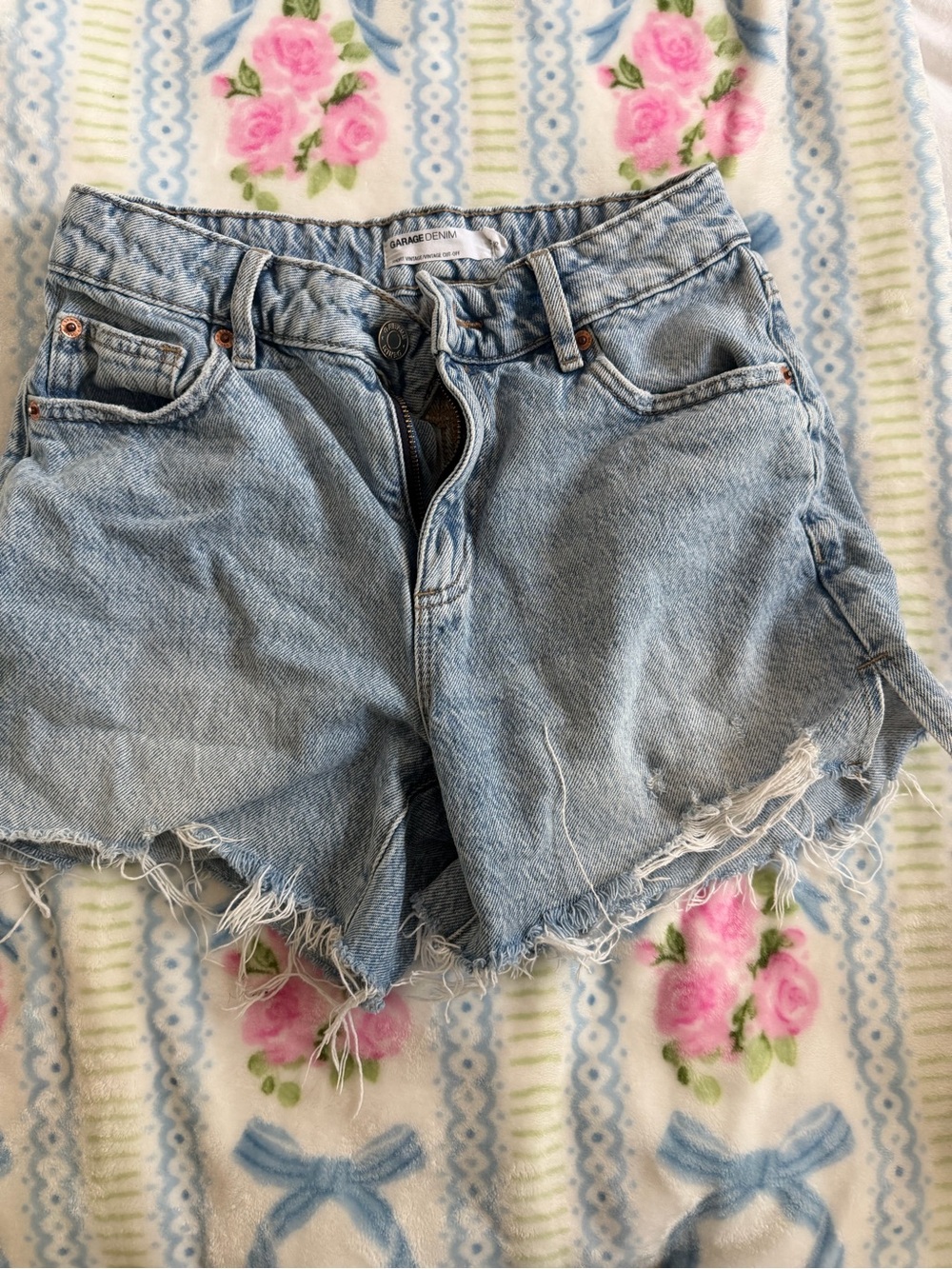 Garage Light Blue Distressed Denim Shorts